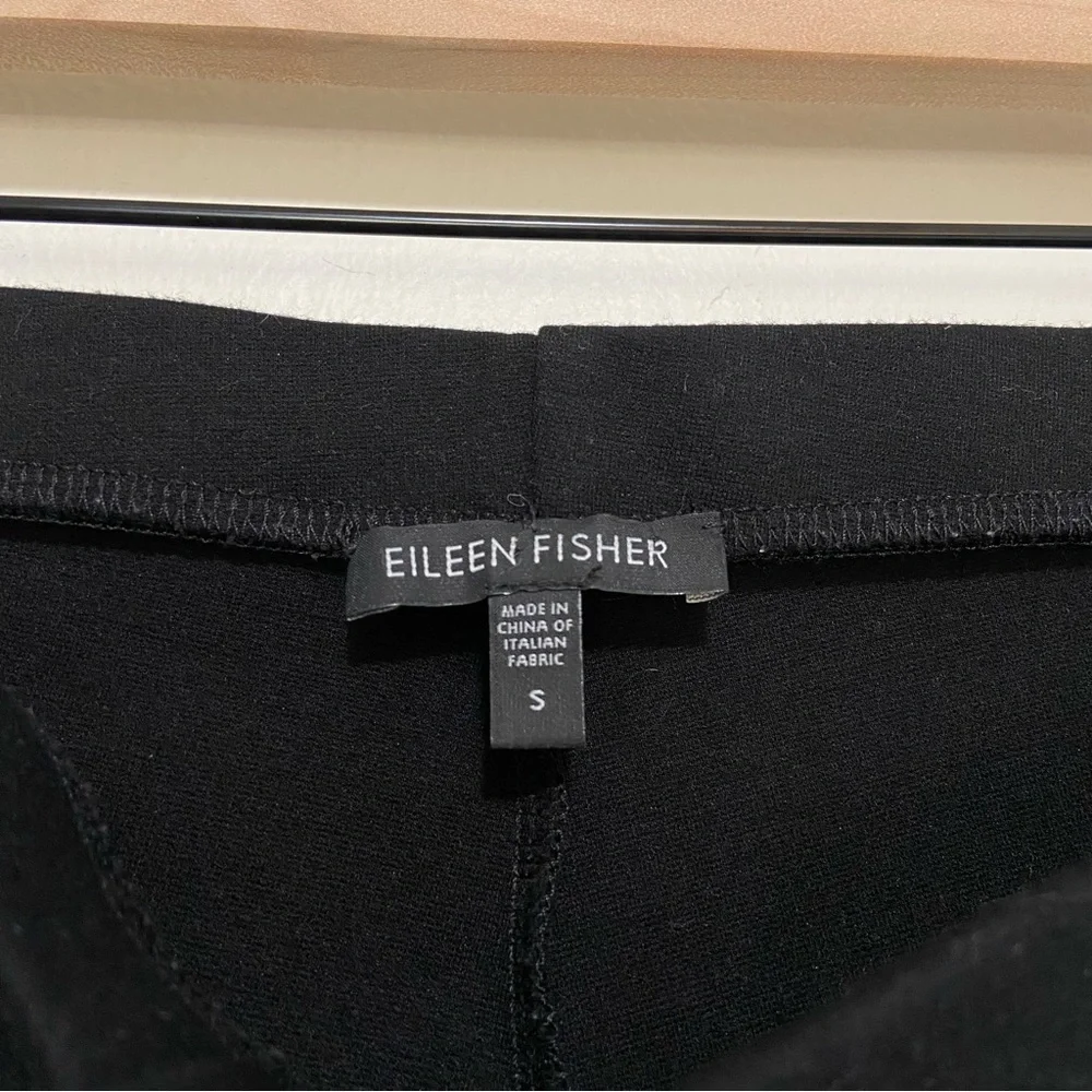 Eileen Fisher Black Stretch Ponte Slim Straight Leg Mid Rise Pants